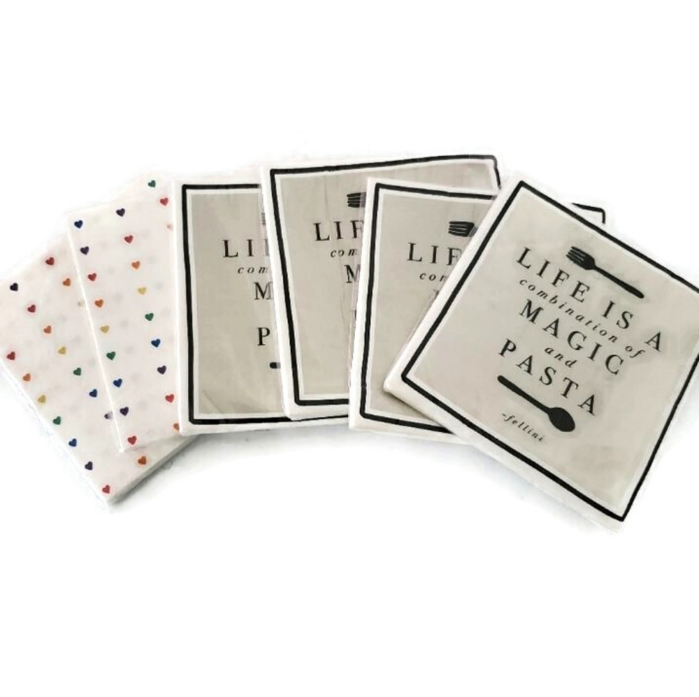 Pasta and Rainbow Hearts 3 Ply Paper Napkins
